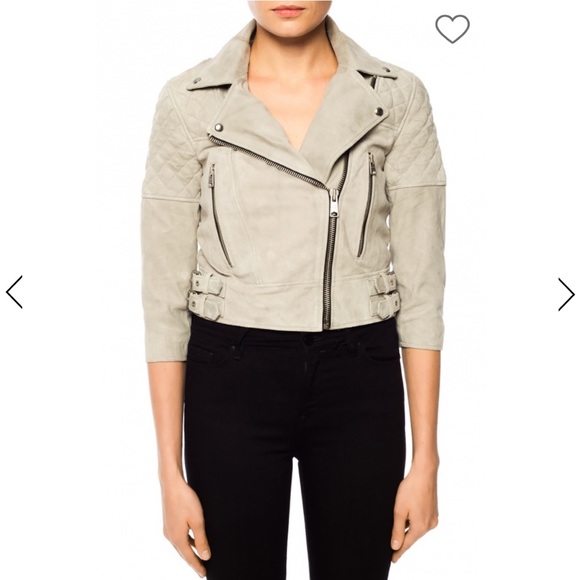 COPY - All Saints Suede Beattie Biker Zip Harness Jacket 100% Leather Sz 4 - Picture 2 of 16